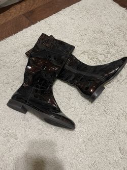 Alex Marie Patent Leather Croc Embossed Boots