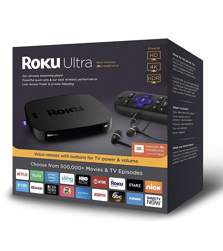 Roku Ultra | HD/4K/HDR Streaming Media Player. Now includes Premium JBL Headphones. (2018)