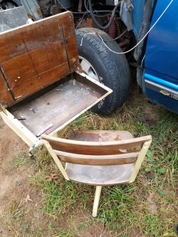 Antique school desk with swivel chair