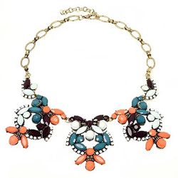 Multi Color Stone Flower Pendant Necklace 