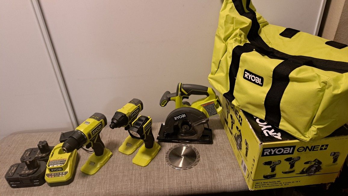 RYOBI ONE+ 18V Cordless Tool Combo Kit with Ah Battery,