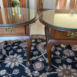 2 Tables with Glass Top. 22.5 Inches High