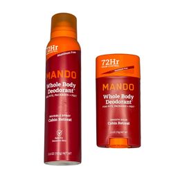 NEW Mando CABIN RETREAT 72 Hour Whole Body Solid Deodorant & Body Spray Set