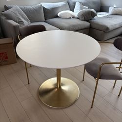 White And Gold Tulip Dining Table