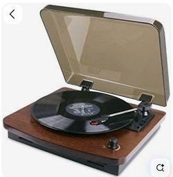 HOVAMP MT-01 3-Speed Turntable with Built-in Stereo Speakers RCA Output, Vintage Style Record Player (Coffee)
