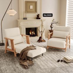 Accent Chairs Set of 2 for Living Room, Modern Sofa Chair with Pillow and Wood Frame, Comfy 3 in 1 Folding Sofa Bed for Bedroom Home Office