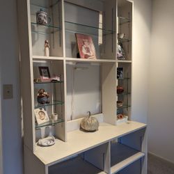 Wooden Cabinet With Glass Shelves