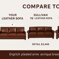 Premium Leather Sofa – Nailhead Trim