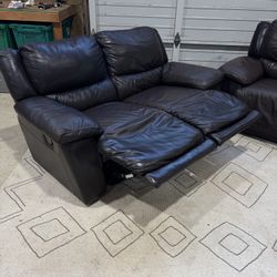 Brown Leather Recliner Set Great Condition 