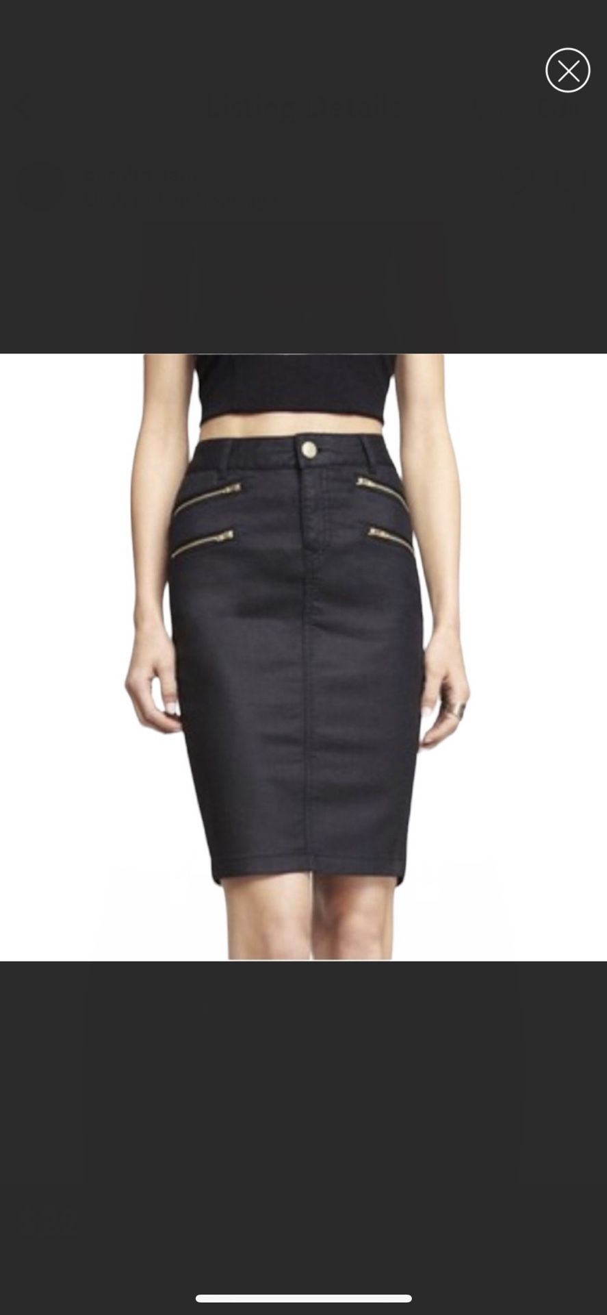 Express black coated denim pencil skirt