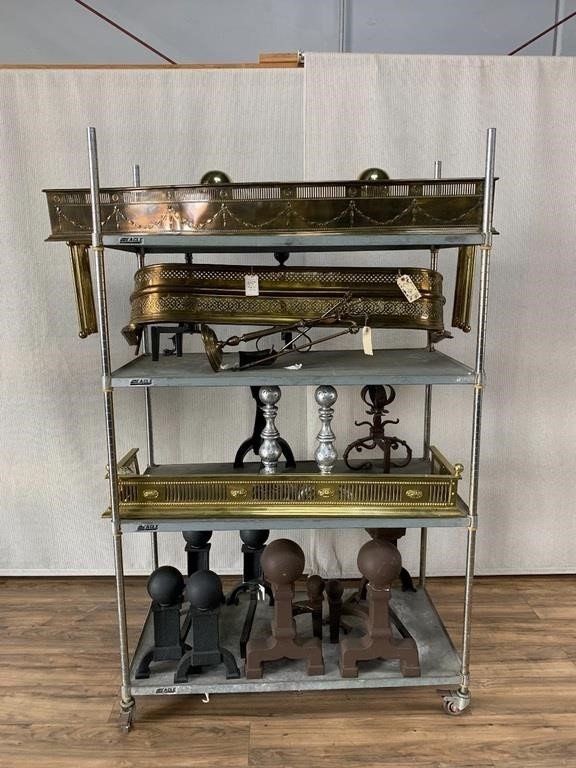 Assorted Fireplace Fences and Andirons