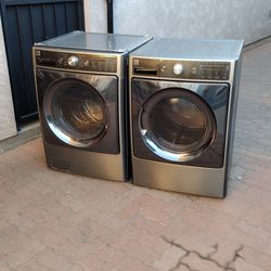 Stackable or side by side washer and gas dryer