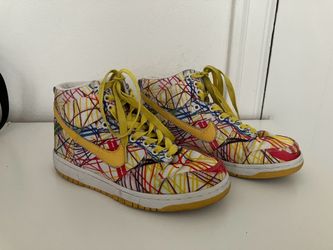 Multi-Color High-Top Sneakers with Scribble Print, Size 8