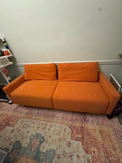 Tangerine Loveseat with Gold Accents