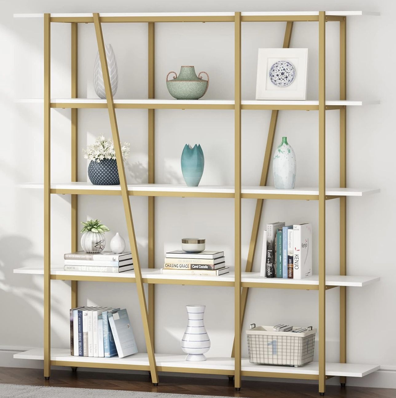 Gold Etagere Bookshelf Bookcase