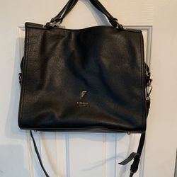 Fiorelli Women Black Pebbled Leather Shoulder Bag 3 Compartments Gold Chain 13x11x5