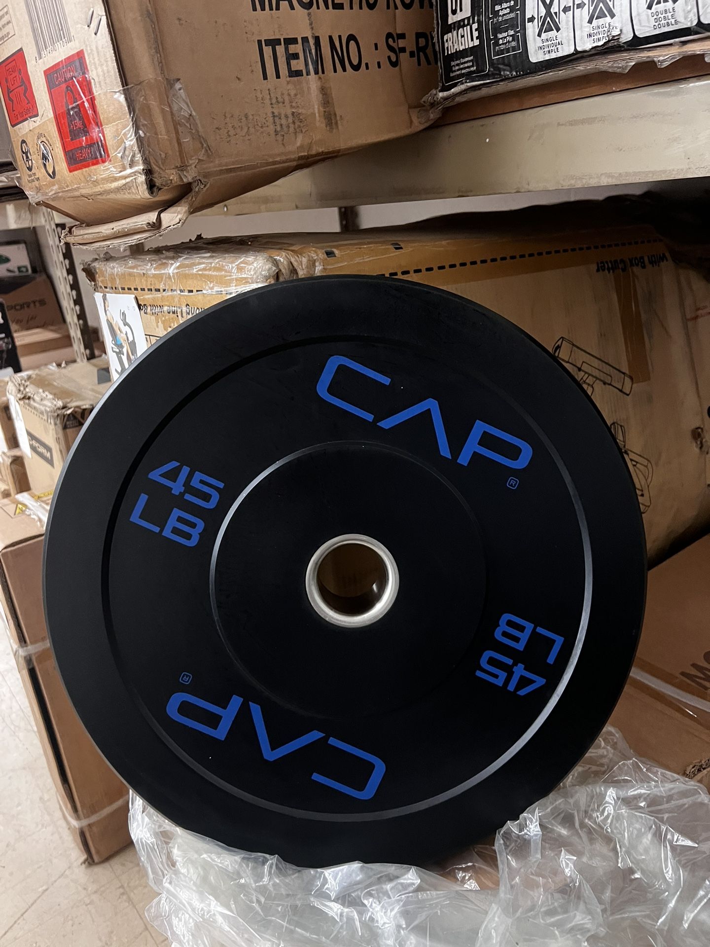 Barbell Olympic Rubber Bumper 45 lb Plate, Single, New