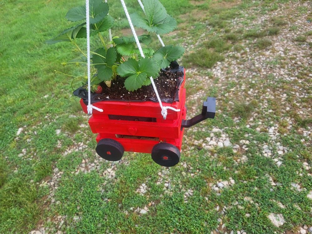 Beautiful Handcrafted Wooden Little Red Wagon Planter