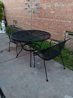 Vintage Heavy Duty Wrought Iron Outdoor Patio Dining Set