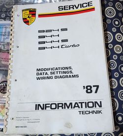 1987 Porshe Settings,Wiring Service Manual