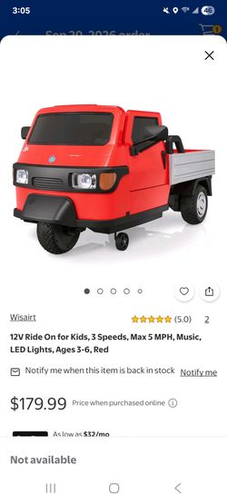 Wisairt 12V Kids Ride-On Truck Red