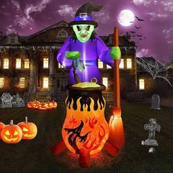 NEW Halloween 8FT Witch with Cauldron Airblown Inflatable