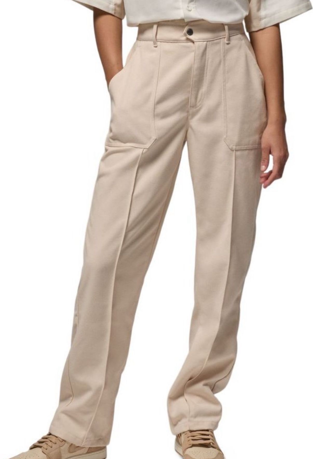 NEW Size M Womens Nike Air Jordan Woven Straight Leg High Rise Light Brown Pant