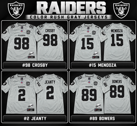 Raiders Color Rush Gray Jerseys – Multiple Players – Sizes S-3X