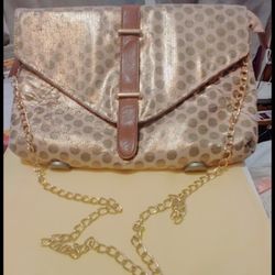 Vintage Gold Polka Dots Clutch/Crossbody Purse