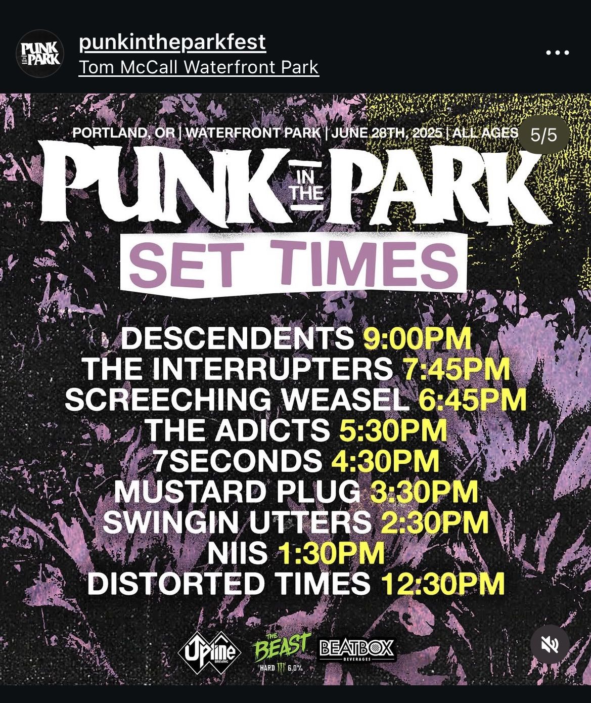 2 Punk In The Park Tickets With 3hr Beer Tasting.