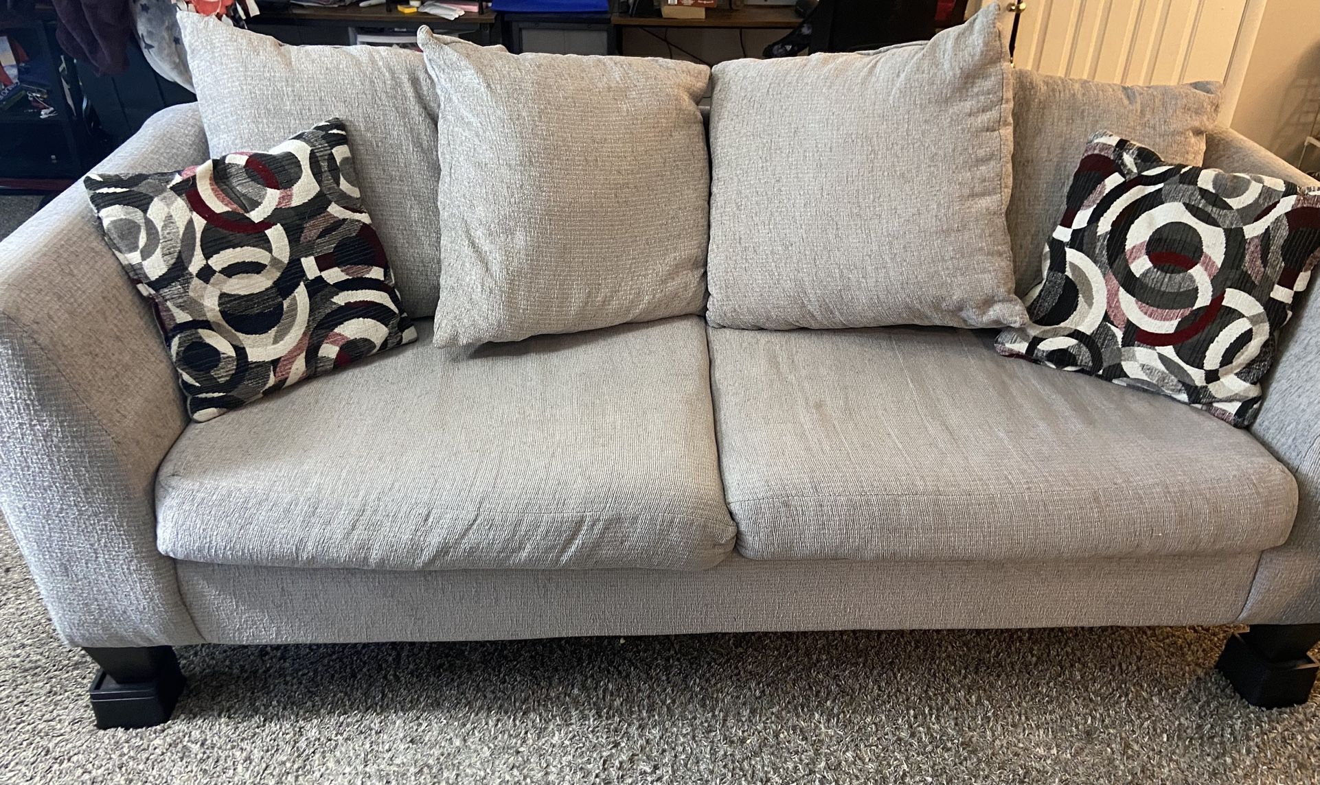 Gray Couch with Pillows