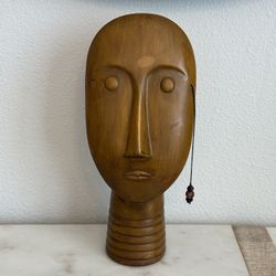 Vintage Mid-Century 11” Ceramic Tribal Bust Mask 