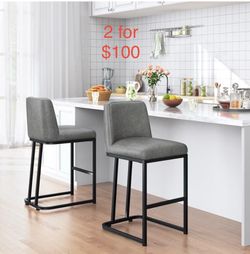 Set of 2 Grey Barstools - Like Brand New