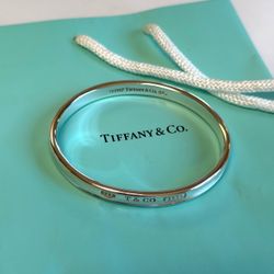 Tiffany Sterling Silver 7mm Bangle Bracelet 8.5” Oval 925 T&Co. 1837 Solid 3mm Thick