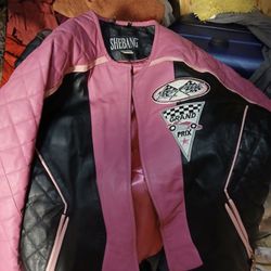 True Vintage Genuine Pink Leather Motorcycle Racing Jacket 