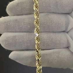 6mm 10k Real Gold Diamond Cut Rope Bracelet 7.5 inch 