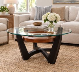 Modern Round Glass top Coffee Cocktail Table