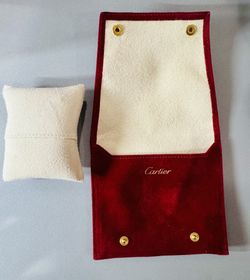 CARTIER Suede Travel Watch Case Jewelry Pouch + Pillow