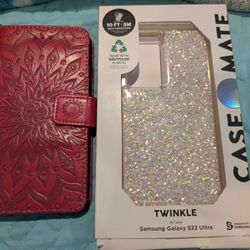 2 Cases Samsung s22 Ultra Twinkle Case  & i Phone 7/8 leather Embossed case Will Sell Separately 