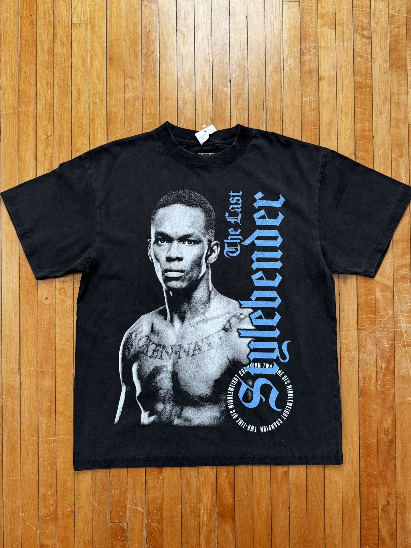 NWT UFC Israel Adesanya Last Stylebender Mens Graphic T-Shirt Washed Black Sz. M