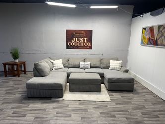 Free Delivery - Broyhill Gray Sectional Couch With Storage Ottoman