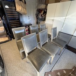 Restoration hardware RH square contemporary, leather dining chairs