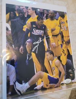 Allen Iverson Signed 76ers vs Lakers Photo JSA
