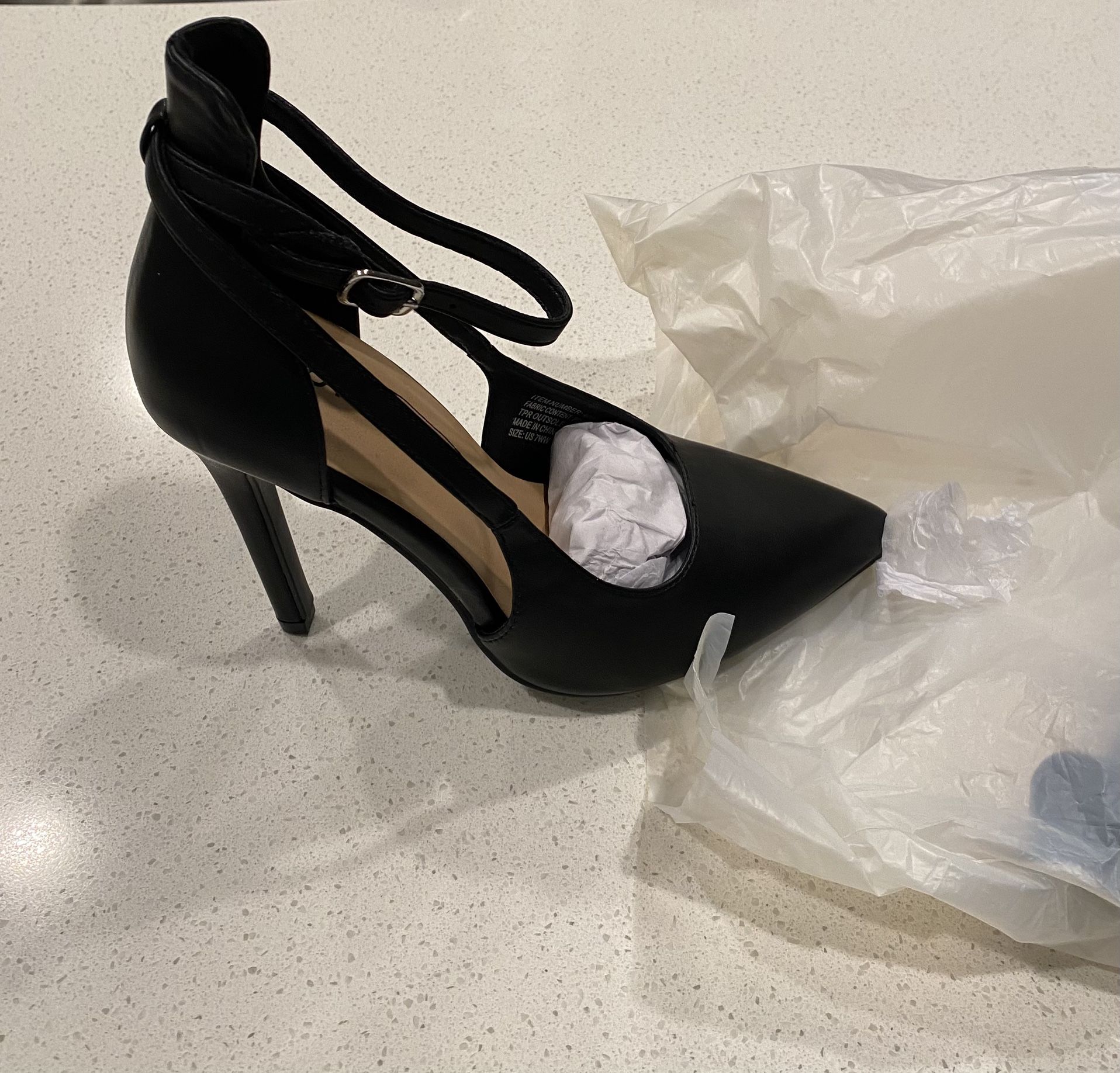 Brand New Black Stiletto Ankle Strap Heels