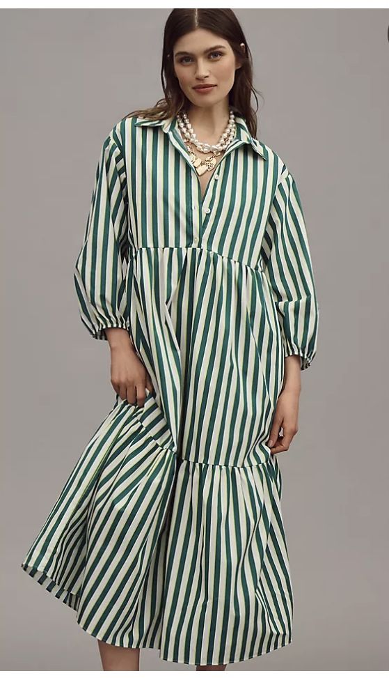 NWOT Anthropologies Bettina Tiered Shirt Dress by Maeve Size XS, but fits S to M
