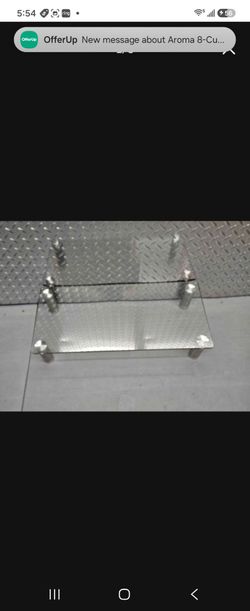 Clear Tempered Glass Computer Monitor Riser Stand Laptop TV Desk Shelf with Metal Legs