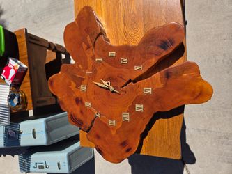 Vintage Live Edge Wood Slab Wall Clock