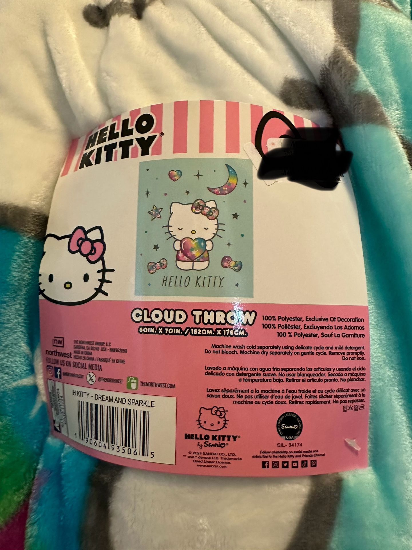 Hello Kitty Blanket 60” X 70”