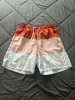 Nike heritage Windrunner colorblock shorts orange and white mens L
