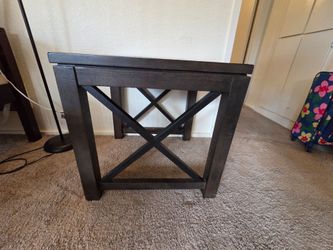 Dark Wood End Table with X-Base
